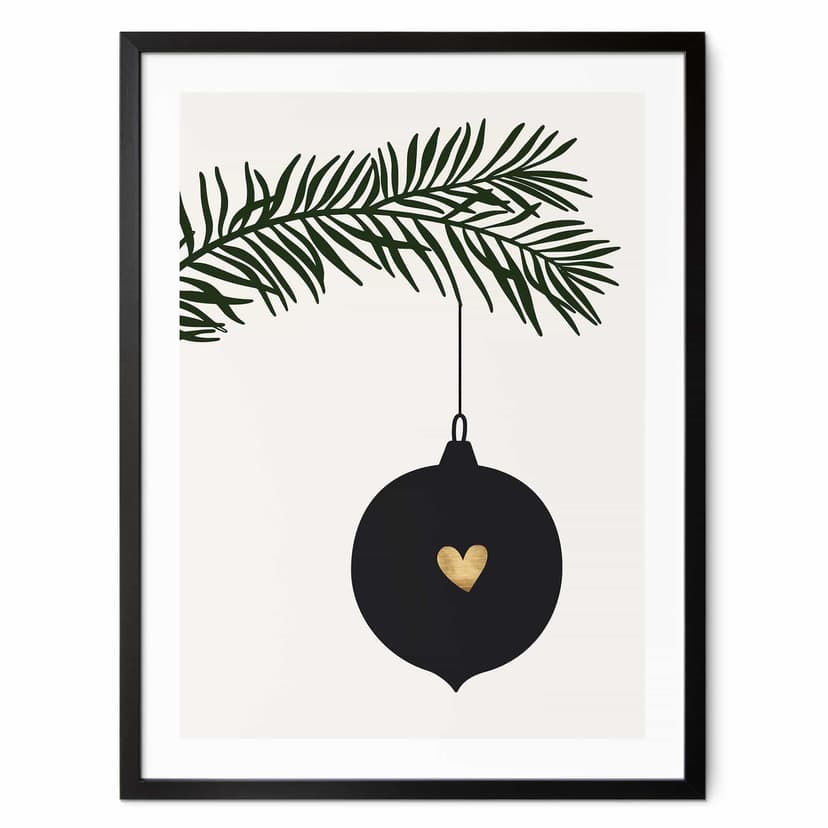 Poster Kubistika - Julgranskula på en grankvist