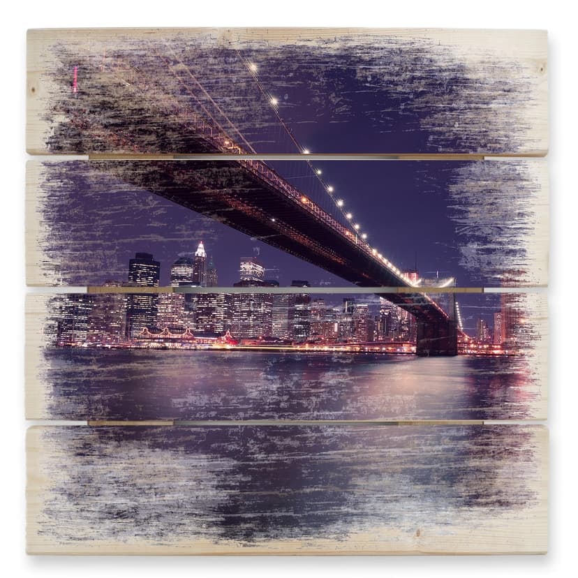 Trätavla Lights in New York City - 40x41,5 cm