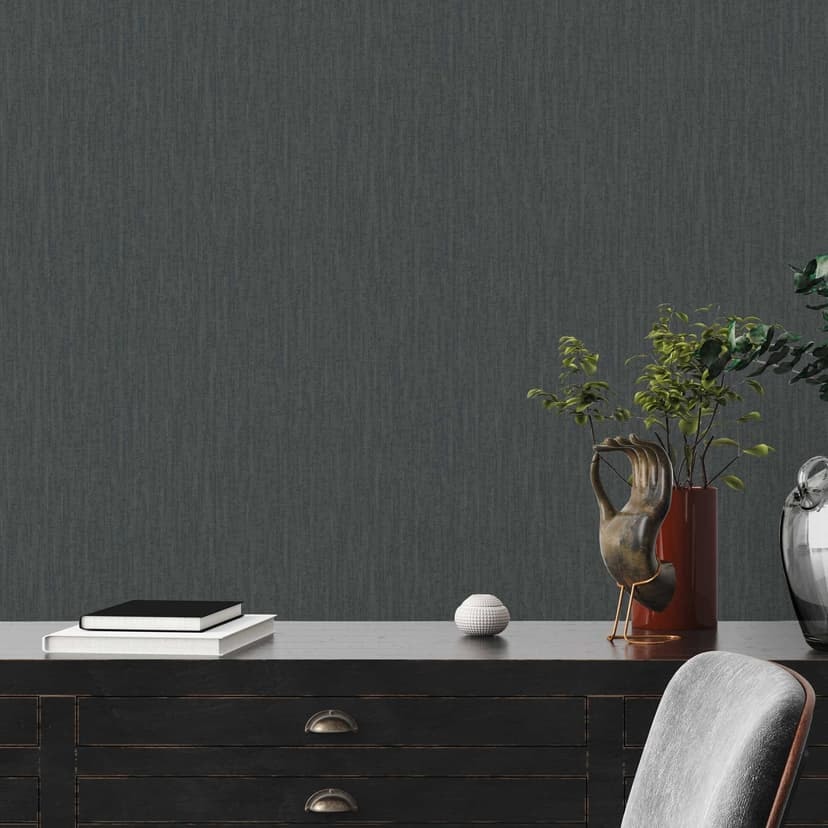 Non-woven tapet i textilutseende svart - textiltapet med design