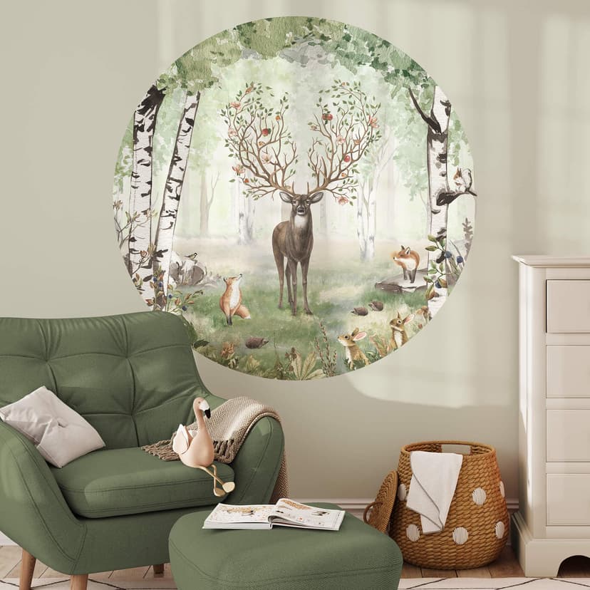 Kikki Belle Wallsticker - Hjortar på sommaren - Rund
