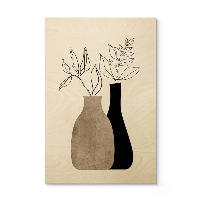 Kubistika Träposter - Minimalistiska växter