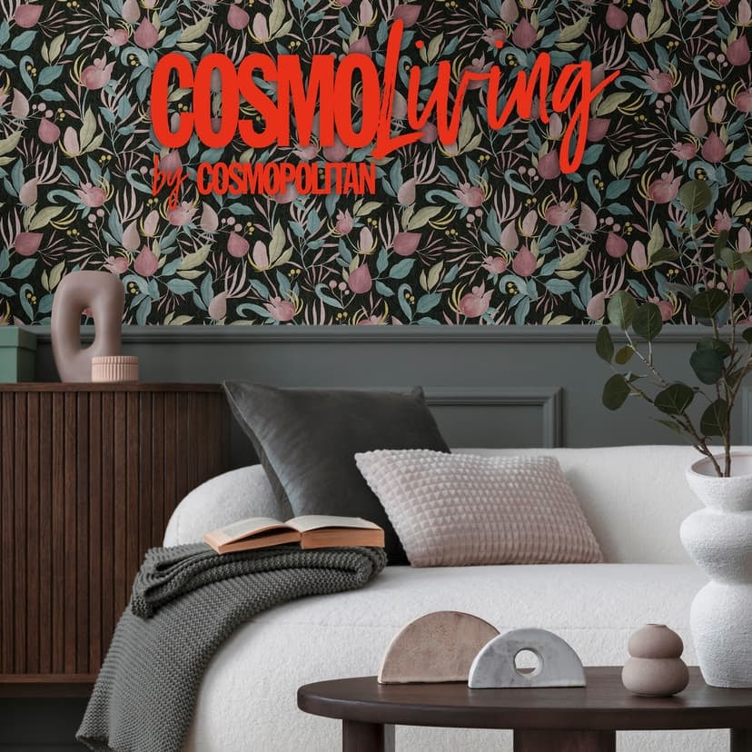 COSMOPOLITAN blomma tapetdesign svartrosa - modern botanisk Icke-vävd tapet