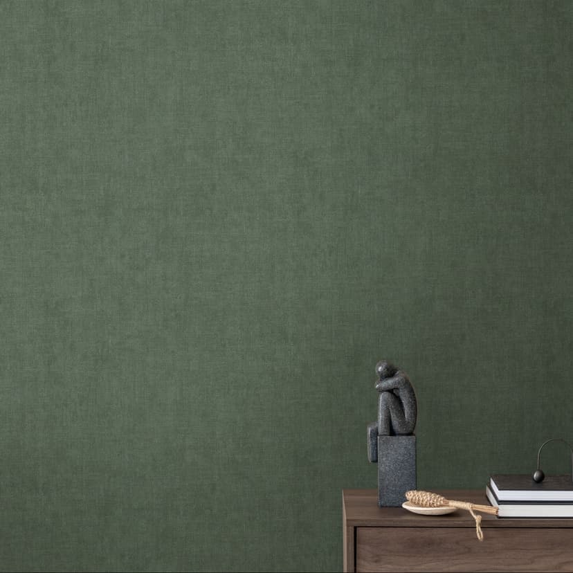 Strukturerad tapet textil look gran grön - modern Icke-vävd tapet diskret