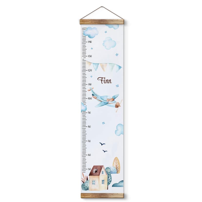 Personlig mätsticka för barn - Kvilis - Flygplan - 30x120 cm