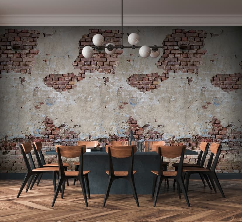 Sten effekt tapet beige brun - non-woven fototapet Industrial Livingwalls - matt och slät