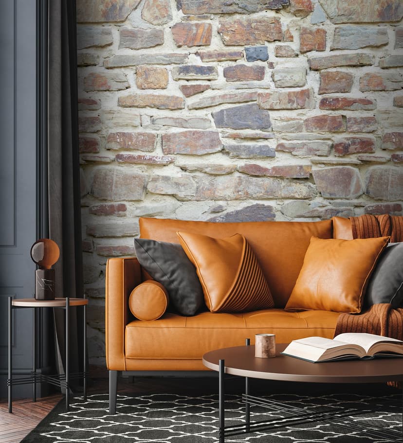 Fototapet i sten beige brun - non-woven tapet Industrial Livingwalls - matt och slät