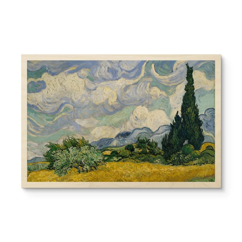 Träposter van Gogh - Vetefält med cypresser