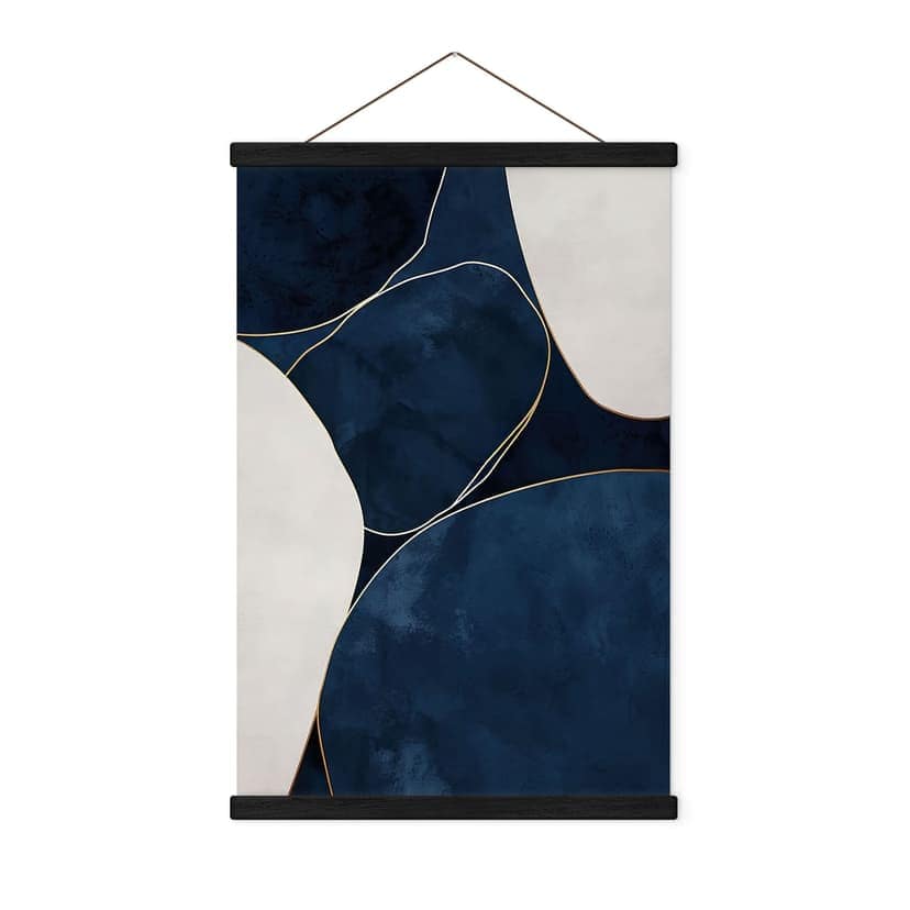 Textil poster Geometrisk balans i blått och vitt - Paksoylu