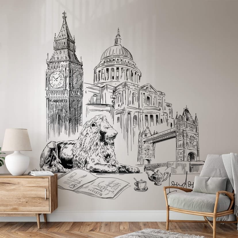 Fototapet London - svartvitt - Love your City