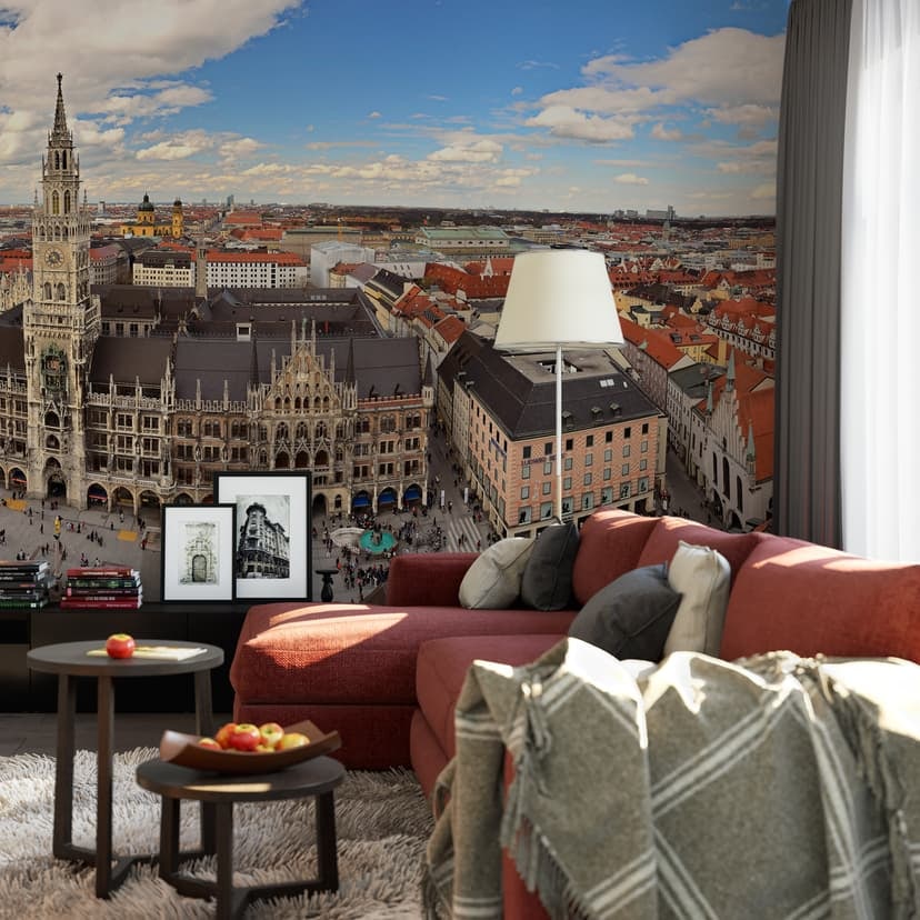 Fototapet med panoramautsikt över Münchens skyline