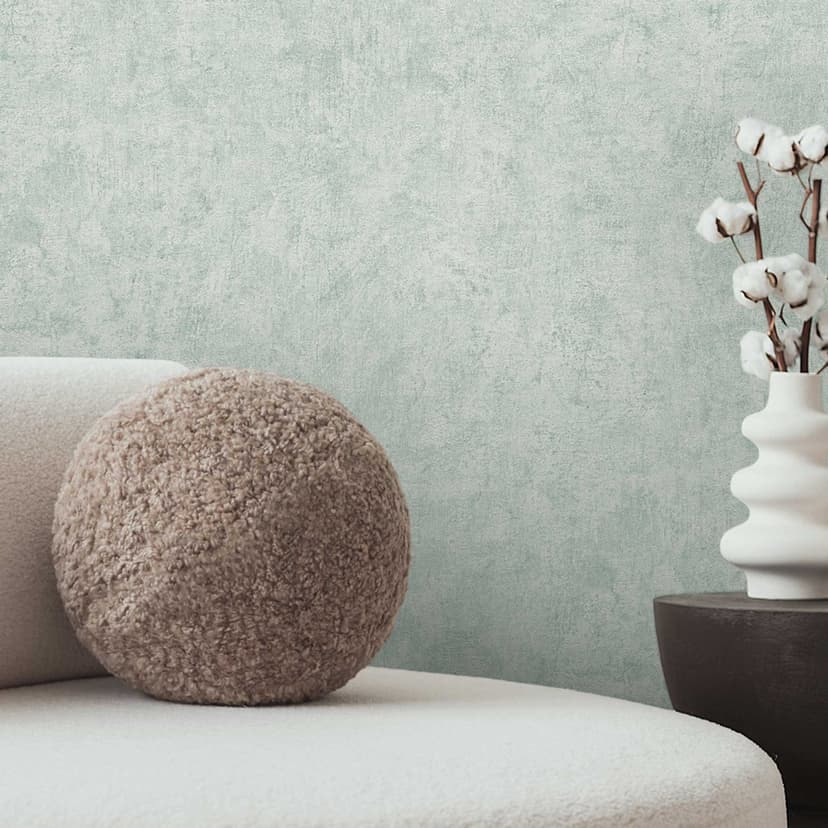 Tapet i betongutseende ljusgrön grå - modern texturerad tapet i gipsutseende