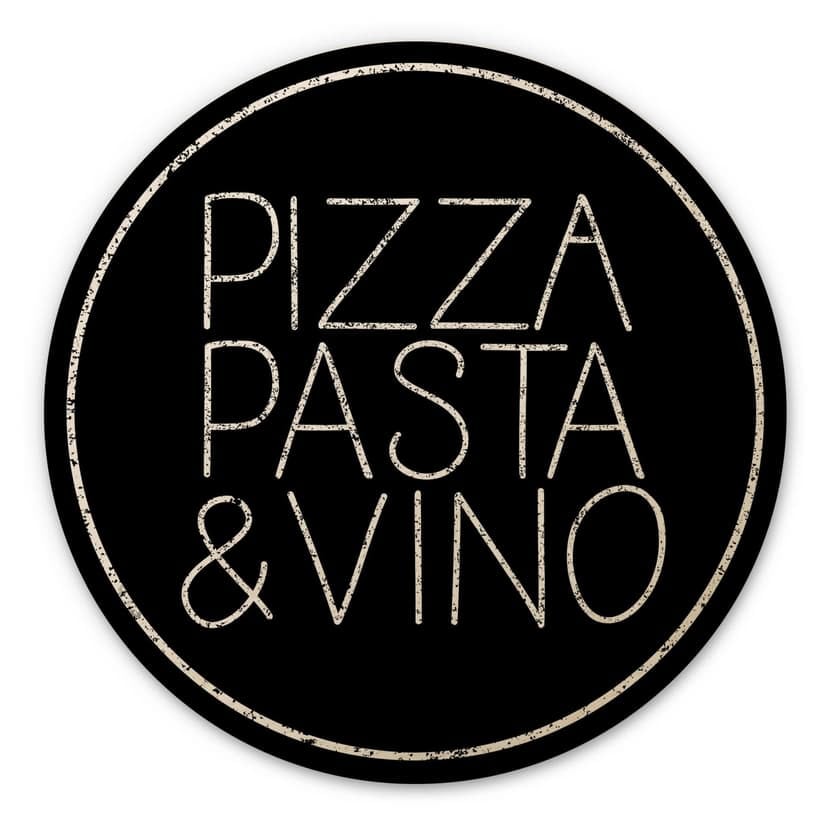 Trätavla Pizza Pasta & Vino svart - Rund