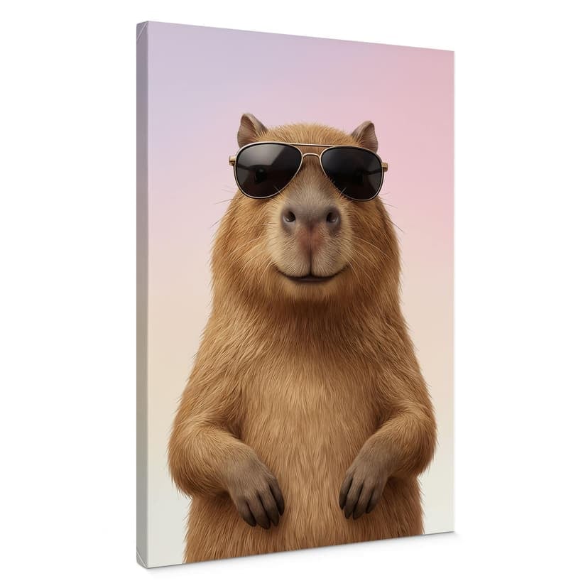 Canvastavla cool kapybara med solglasögon