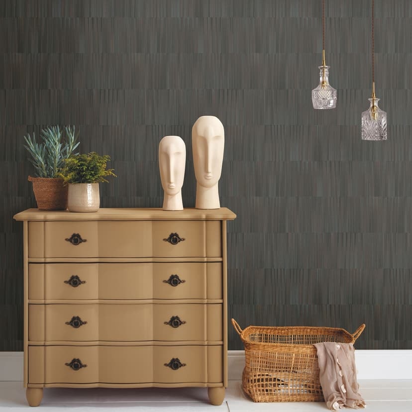 Linjär tapet, strukturerad tapet med skal och stick, non-woven tapet Erismann Martinique brun