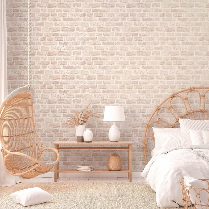 Hållbar tapet av natursten - non-woven tapet med steneffekt av A.S. Création Beige 386373