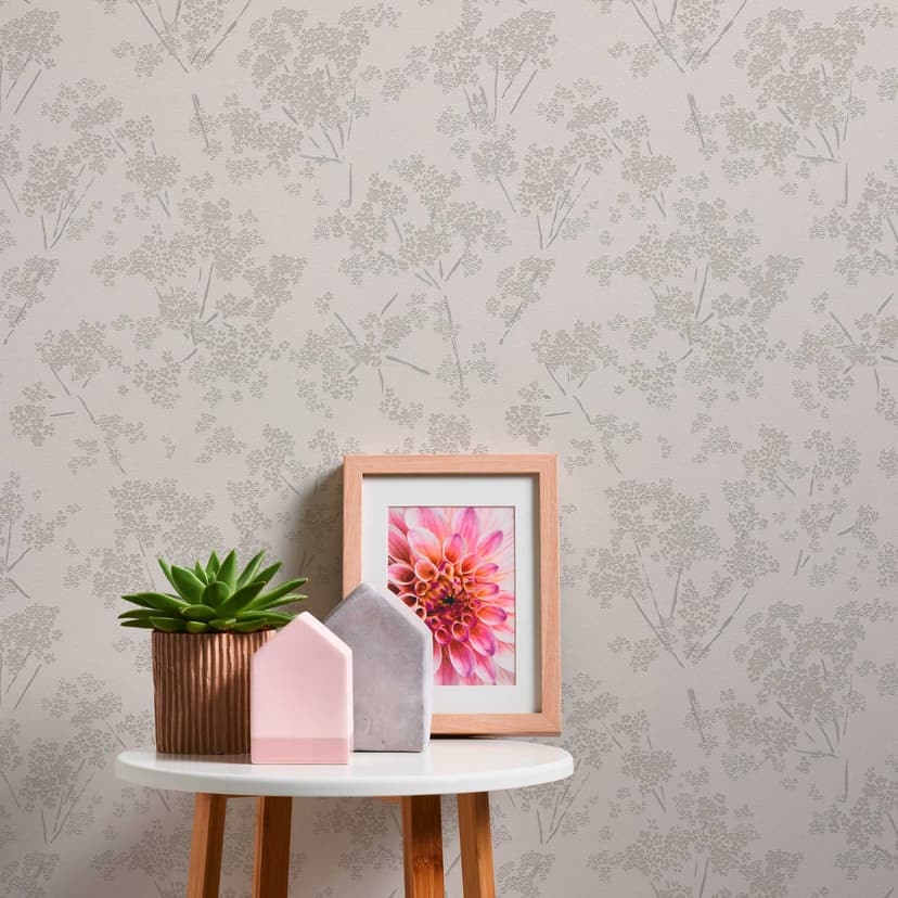 Naturtapet blommor och blommor beige grå - blommig non-woven tapet naturlig