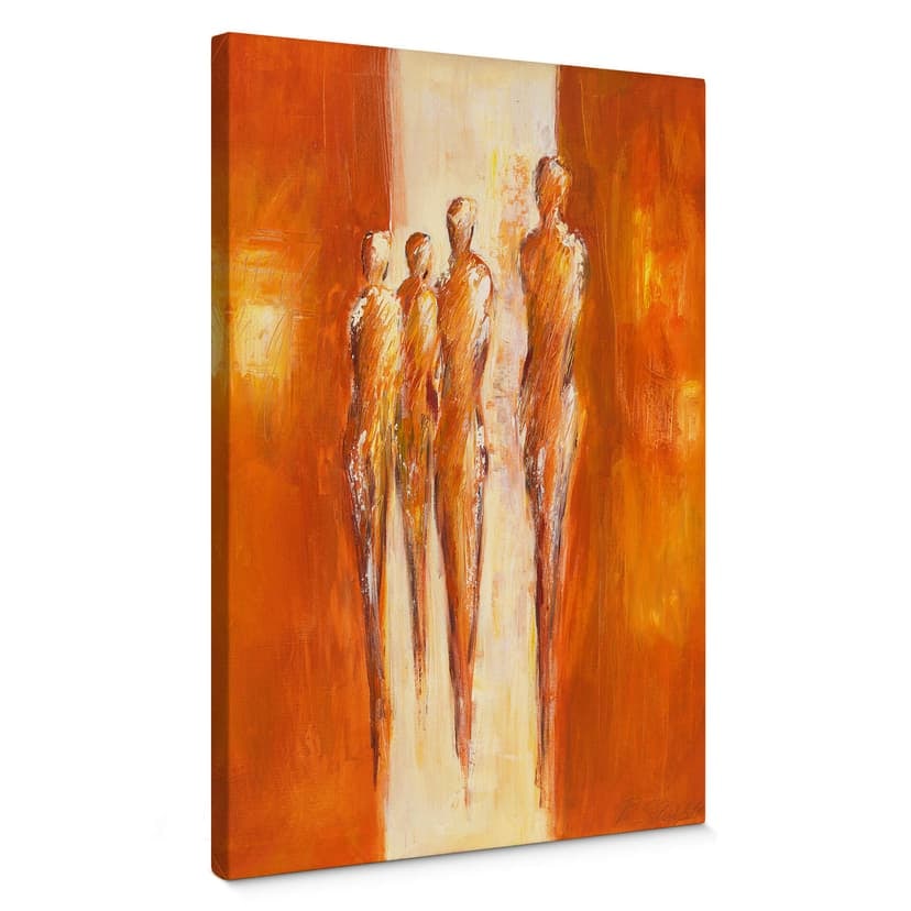 Canvastavla Schüßler - Fyra figurer i orange 0
