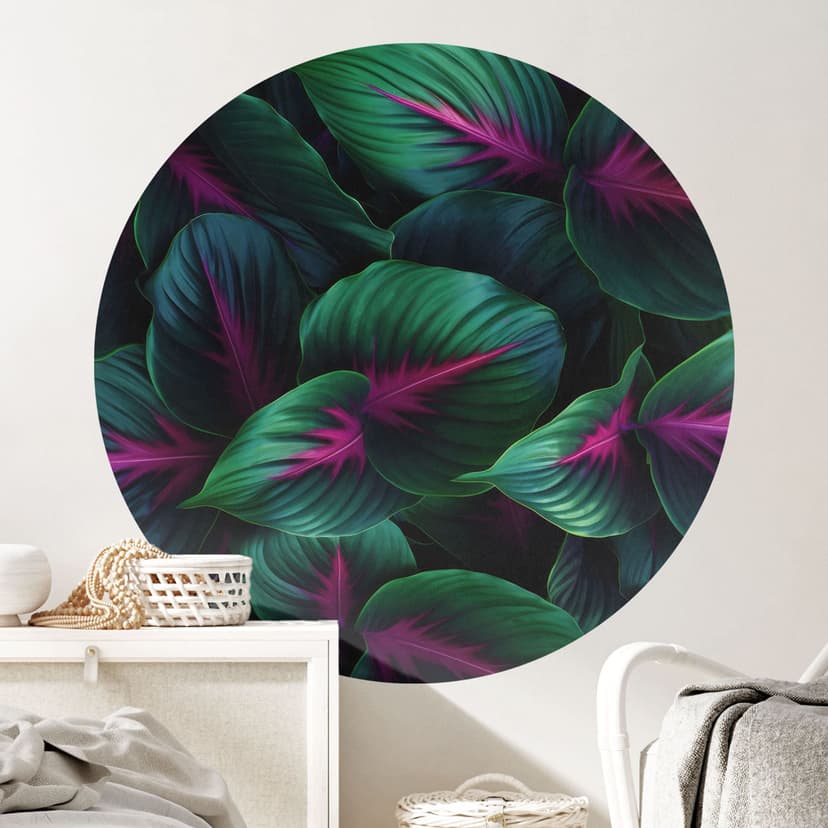 Wallsticker Färgglada djungelväxter - Paksoylu - Rund