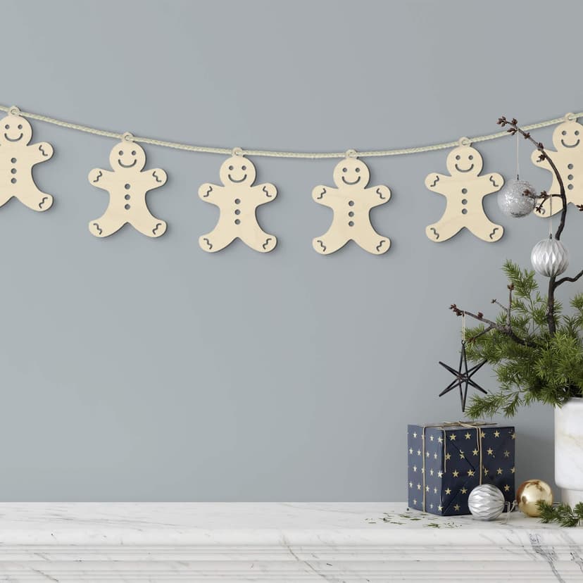 Väggdekorationer i trä - pepparkaksgubbe poppelträ (10 st) - 8x10 cm per styck