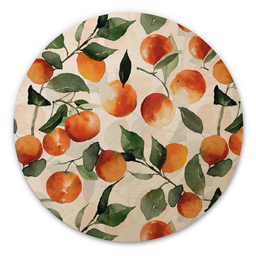 Fruktiga mandariner Trätavla - UN Designs - Round