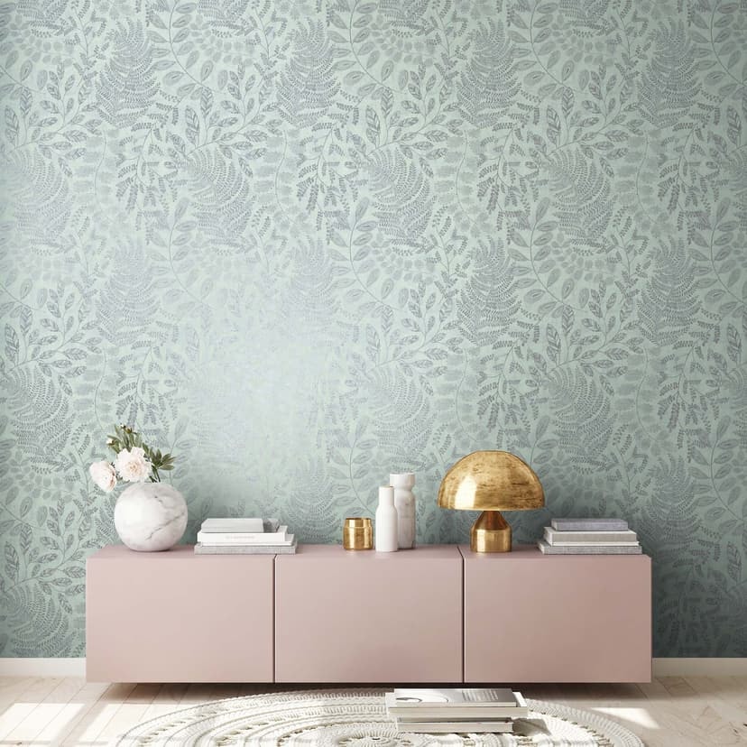 Tapet löv blå silver blommig non-woven tapet palm träd mönster tapet sovrum