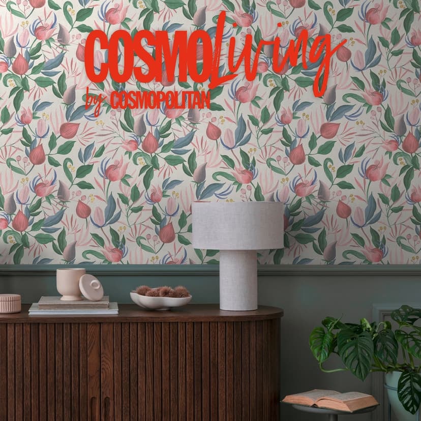 COSMOPOLITAN blommig design tapet vit grön rosa botanisk Icke-vävd tapet blommor