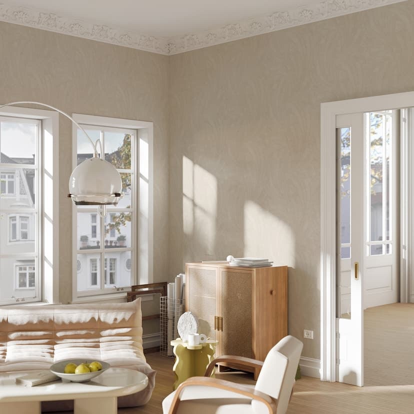 Tapet med bladmotiv Elysium beige