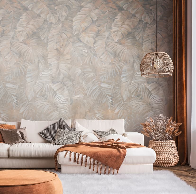Fototapet brun beige - non-woven tapet botanisk Livingwalls - matt och slät