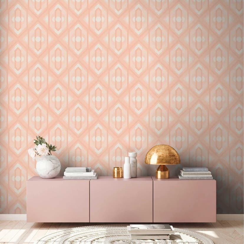 Non-woven tapet retrostil beige grädde - tapet med abstrakt mönster - vintage tapet