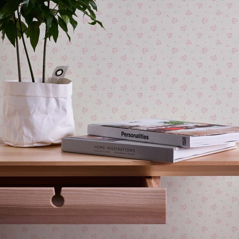 Blommig tapet grå röd - non-woven tapet lantgård A.S. Création - matt och lätt strukturerad