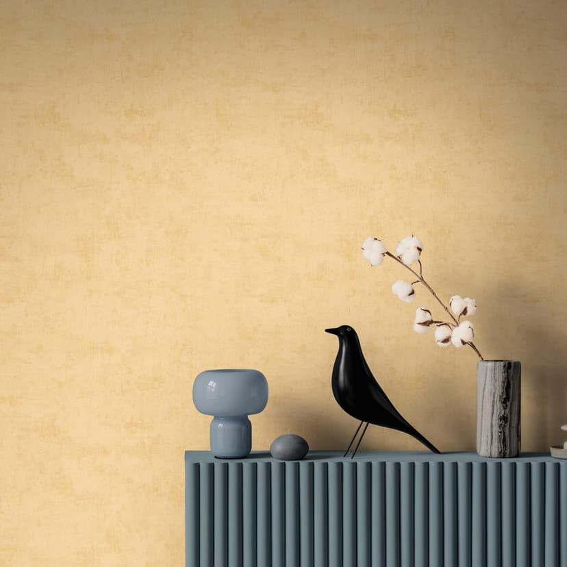 Minimalistisk non-woven tapet - subtil bladdesign i terrakotta- och naturton