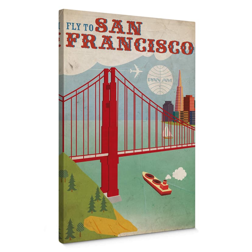 Canvastavla PAN AM - Flyg till San Francisco