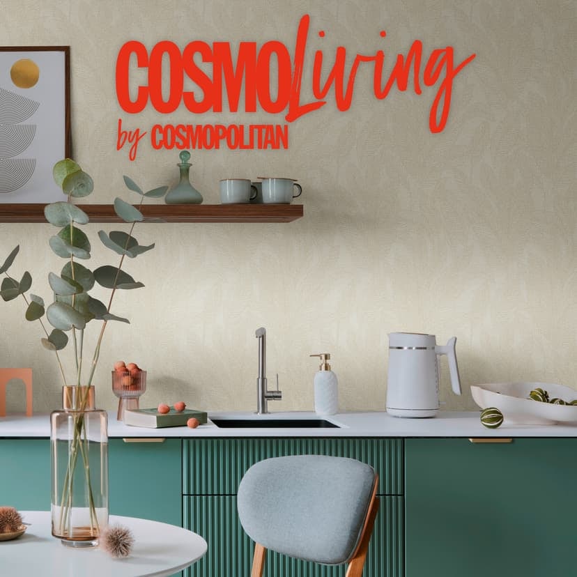 COSMOPOLITAN tapet vardagsrumsblad grädde beige - modern prov tapet