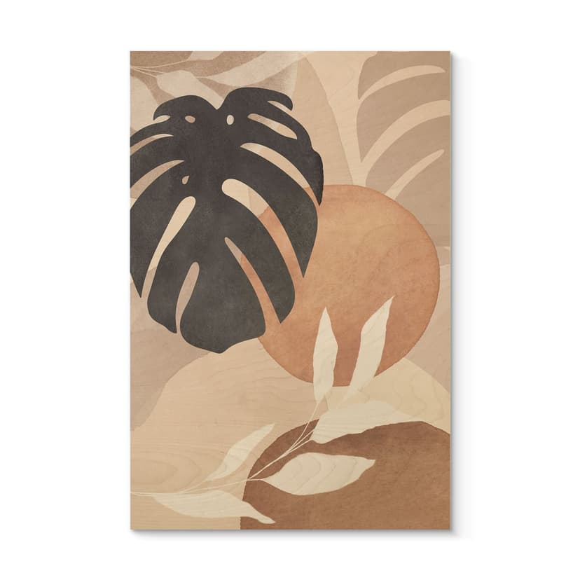Träposter Boho Monstera växt i naturliga toner - Melloi Art Prints