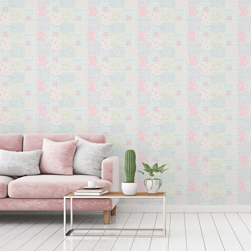 Blommig tapet blårosa - non-woven tapet lantgård A.S. Création - matt och lätt strukturerad