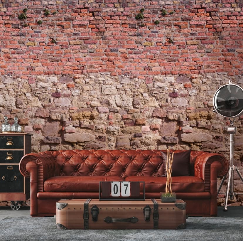 Fototapet i sten rödbrun - non-woven tapet Industrial Livingwalls - matt och slät