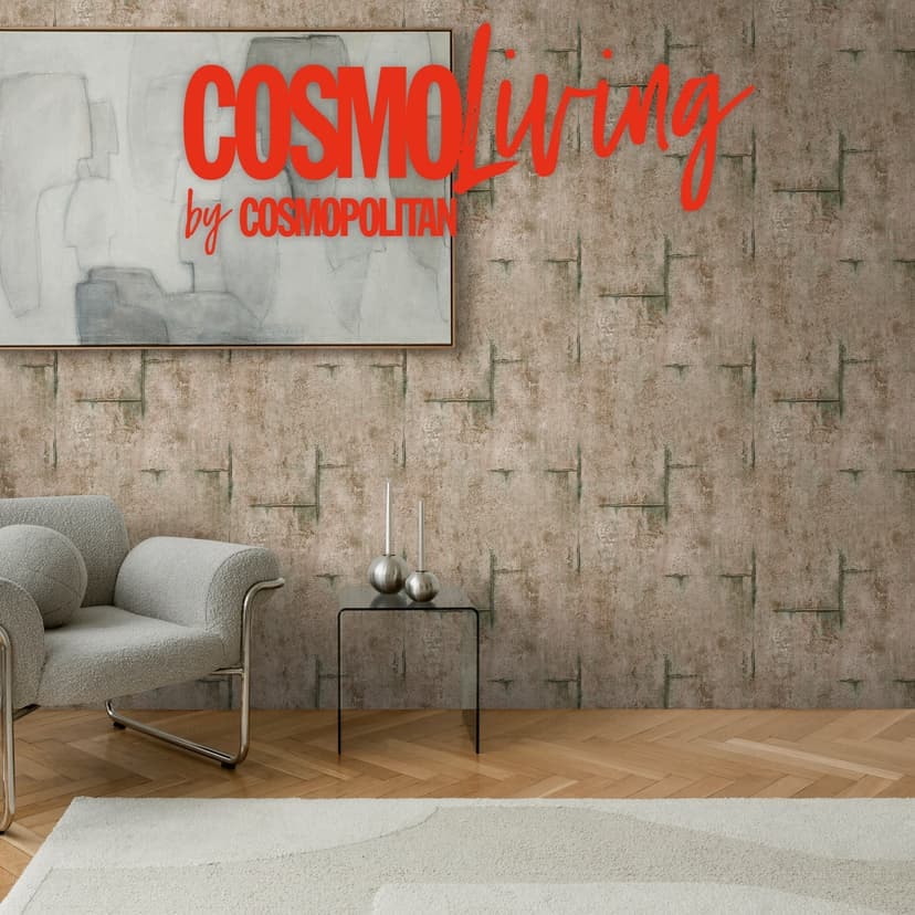 COSMOPOLITAN tapet i betongutseende brungrön - Icke-vävd tapet i vintage loftstil