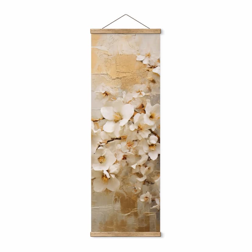 Textil poster Blommande gren på vintage guld - Paksoylu - Panorama