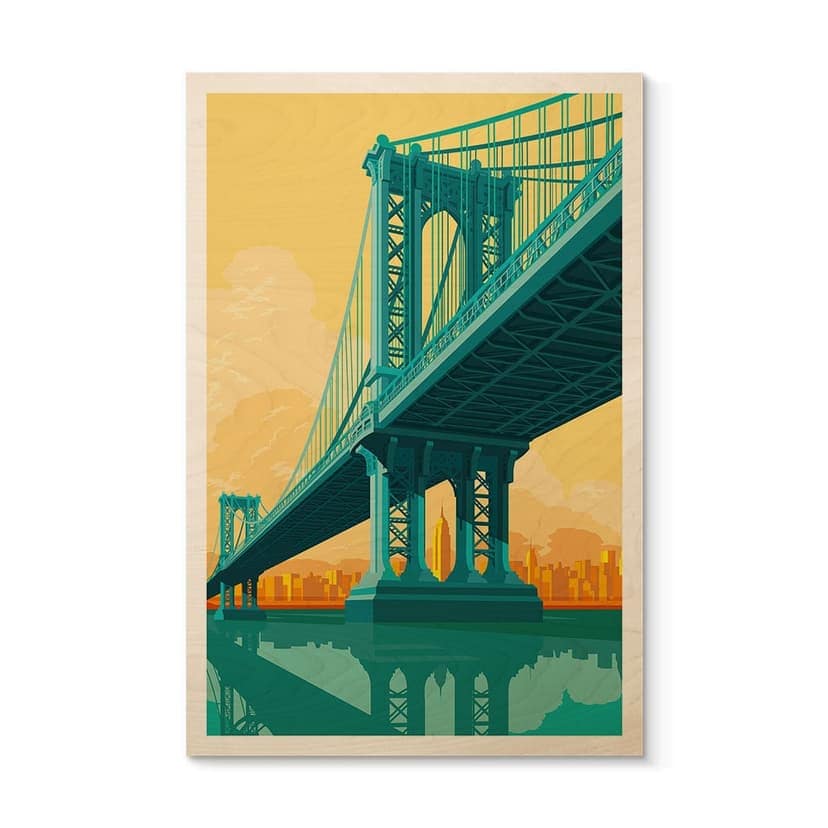 Träposter stadsvy genom Manhattan Bridge - Heemskerk