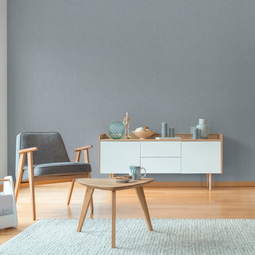 Strukturerad tapet fiskbensblå grå - Icke-vävd tapet modern textil mönstrad