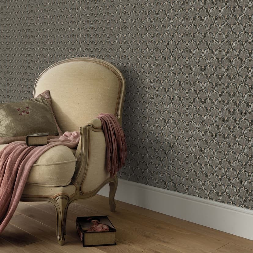 Fanfoldtapet, non-woven tapet Erismann Versailles svart, guld