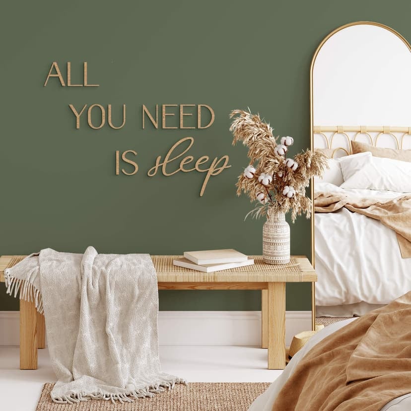 3D-bokstäver "All You Need Is Sleep" - Väggdekorationer i trä för sovrum
