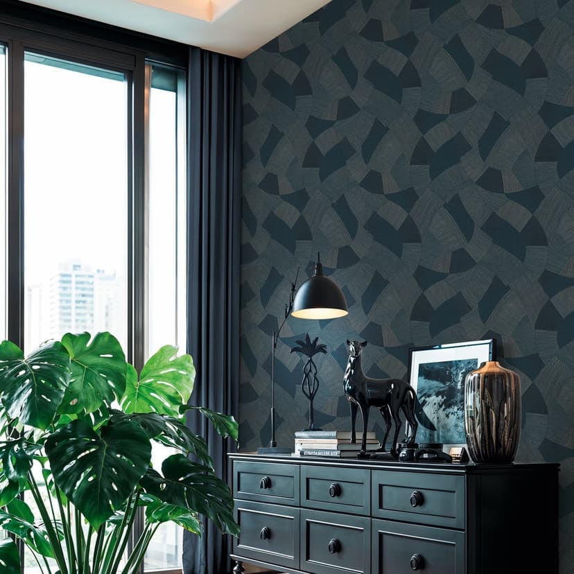 Icke-vävd tapet geometriska former blå beige tapet tapet geometrisk