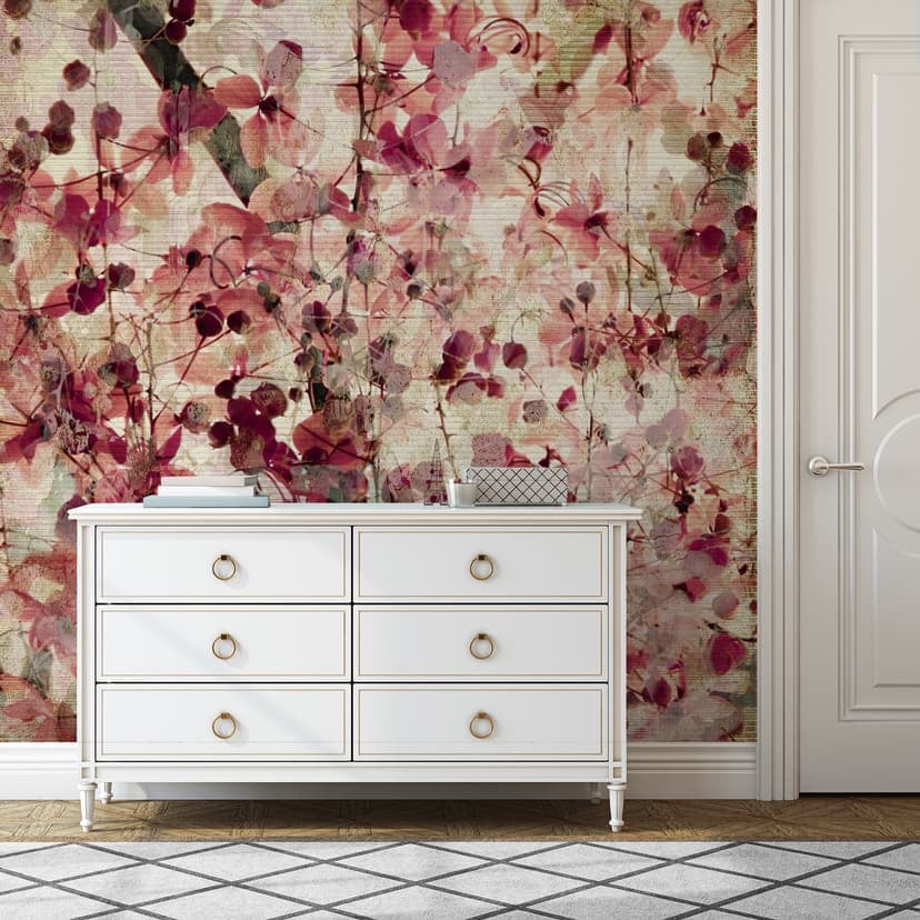 Fototapet med blommigt mönster i vintage