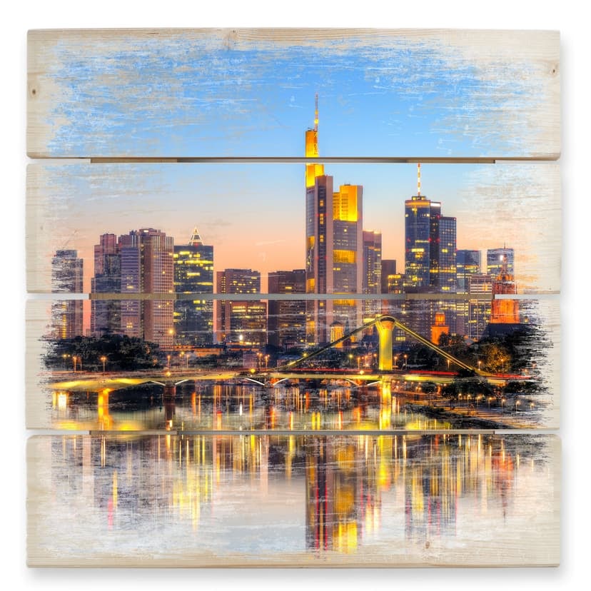 Trätavla Frankfurt ljus - 40x41,5 cm