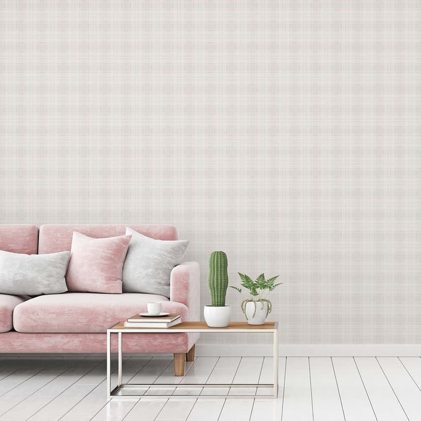 Rutig tapet vitblå - non-woven tapet lantlig stil A.S. Création - matt och lätt strukturerad