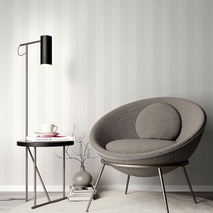 PVC-fri non-woven tapet med ränder och metallic-effekt i vitt, silver
