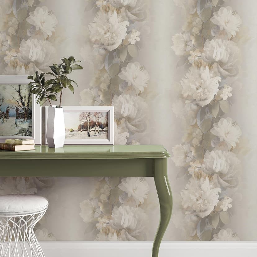 Icke-vävd tapet, tapet med blommotiv Aurora ljusbrun