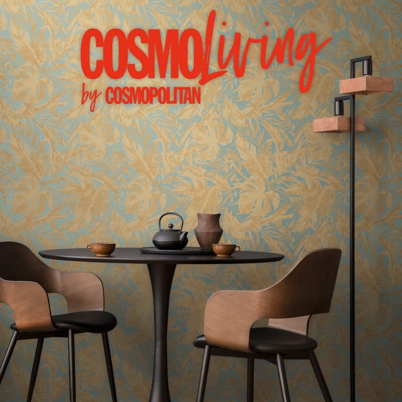 COSMOPOLITAN tapet djungel look blå guld - naturlig botanisk Icke-vävd tapet