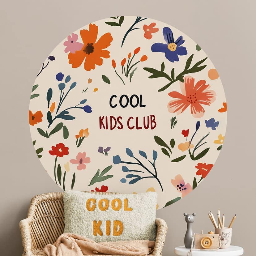Wallsticker Cool Kids Club Färgglada blommor - Treechild - Rund